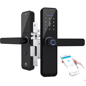 Intelligent Fingerprint & Key Smart Door Lock with APP Remote Control Secure Core Cylinder & Encryption