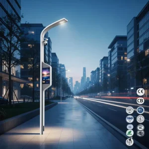 Intelligent Multi Function Lamp Pole Smart City Solution CCTV Monitoring & Interactive Display Screen Energy Saving & Durable