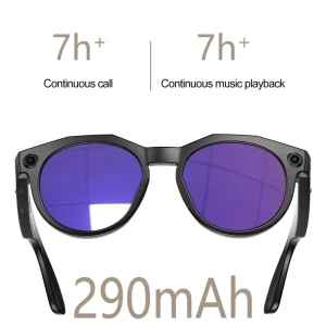 Intelligent Photochromic Sunglasses with Camera Take Video BT Music Voice Assistant Anti blue Light Sports Smart Glasses