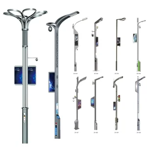 Intelligent Steel Light Smart Poles Streetlights For Outdoor Smart City Monitoring & Municipal Broadcasting Display