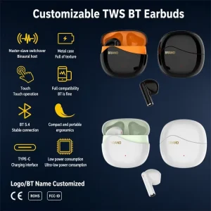 Intelligent Touch Wireless Headphones Ultra Low Power Consumption Rechargeable Earbuds for Mobile Gaming