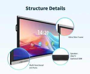 Interactive Flat Panel Smart Board 4K LED RK3588 OPS Android IR 20 Points Anti Glare School Teaching