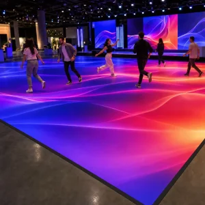 Interactive LED Floor Screen Heavy Duty 2000kg Vehicle Load IP65 Waterproof Smart Sensor Advertising Display Commercial Mall