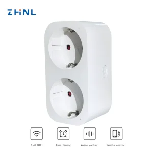 International Travel EU FR Standard Home 2 Outlets Electrical Universal Adapter Smart Plug with Power Metering Tuya Wifi