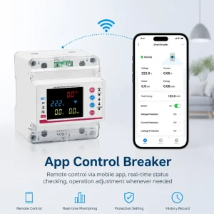 IoT 3 Phase WiFi Circuit Breaker 100A Energy Meter with Color LCD Display for Smart Building Automation