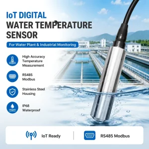 IoT Digital Water Temperature Sensor RS485 Modbus Stainless Steel Immersion Temperature Transmitter for Water Plant