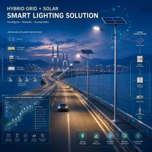 IoT Hybrid Grid Solar LED Street Light IP66 Road SOC Outage Logs Fault Alarms GPS Asset Management