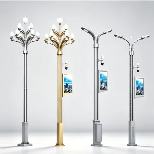 IoT Smart Street Light Pole 5G WiFi CCTV Camera EV Charging LED Screen IP65 AC Galvanized Steel Outdoor Landscape Project Light