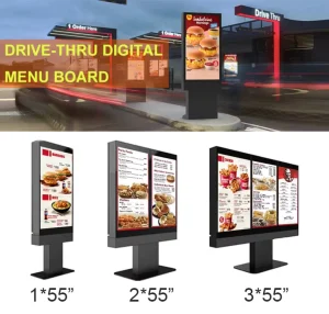 Ip66 Waterproof Outdoor Digital Menu Boards with Single Dual Three LCD Screen Electronic Signs Drive Thru Menu Board Display