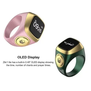 Iqibla Smart Tasbih Tally Counter Ring for Muslims Zikr Ring Digital Tasbeeh 5 Prayer Time Vibration Reminder