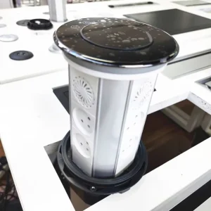 Israel Power Plug 6AC Oultet Smart WIFI Kitchen Countertop Motorized Pop up Socket with Speaker Top Fast Wireless Charging