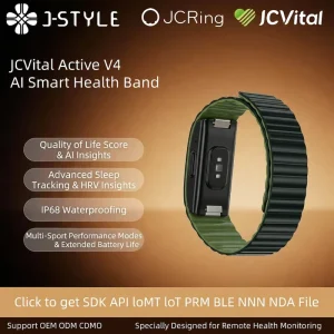 JCVital 2501 SDK APL OEM ODM AI Smart Monitor Wristband with HRV and SpO2 Tracking Medical Fitness Bracelet Health Insights