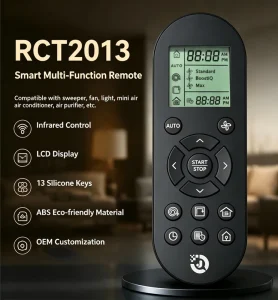 JCXK OEM ODM Factory RCT2013 13 Keys IR Remote Control 2AAA Battery Silicone Button Smart Remote for Vacuum Cleaner