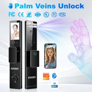 JDRM02 Smart Door Lock WiFi Keyless Entry Fingerprint Face Recognition Memory Card Cloud Security Aviation Aluminum