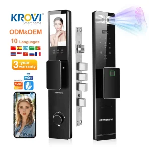 JDRM02 WiFi Lock Tuya TTlock Waterproof Smart Door Security Fingerprint Face Recognition Smart Door Lock With Camera