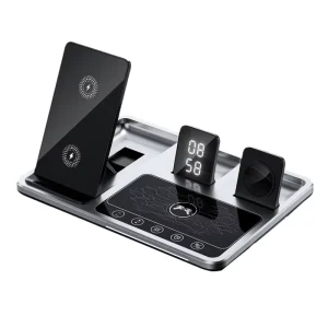 JEDI Automatic One Key Folding Phone Watch Earbuds R11 4 in 1 Wireless Charger With Clock