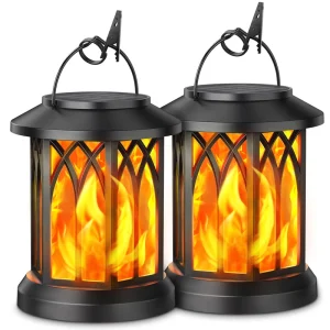 JIANGYU Simulated Dynamic Flame LED Lamp Smart Light Control Solar Outdoor Light for Pool Farm Staircase