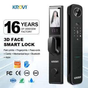 JRM07 Security Systems Electronic 3D Face Recognition Digital Door Lock Automatic Fingerprint Wifi Smart Door Lock