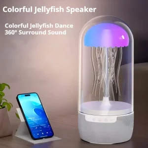 Jellyfish Shape Plastic Wireless Speaker RGB LED Ambient for 5.2 App Control Small Smart Design Bedroom Decor Clear High Sound