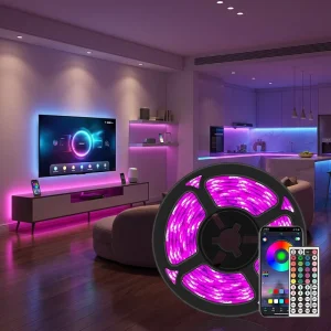 Joystar 24V RGB LED Strip Light 20M Smart App Sync 44 Keys Remote 4848 Chip Cuttable Plastic EU Standard Bulk Supply