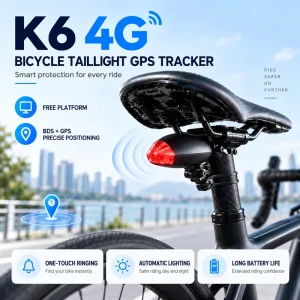 K6 4G Bicycle GPS Tracker Smart Taillight Real Time Tracking Anti Theft Bike Locator with Free Tracking Platform
