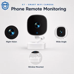 K7 Smart WiFi Camera 2MP HD Wireless Window Mounted Cam Night Vision Wide Angle Phone Remote Monitoring Video Camera