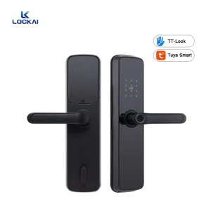 K8 Aluminium Alloy & Wood Smart Lock with Card Fingerprint Passcode Key Unlock for Cloud Storage for Steel Door