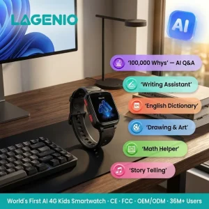 K9 AI Kids Smart Watch GPS 4G SIM Card Square IP68 Waterproof AMOLED Display 1-Day Video Call SOS FCC Kids Phone Watch