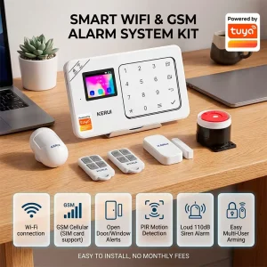 KERUI W181 Works with Tuya WiFi Home Security Wireless Alarm System GSM Door Sensor Motion PIR Detector Burglar Anti Theft