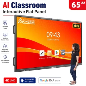 KINGONE 65 75 85 100 110 Inch AI Classroom Infrared Touch Screen Digital Whiteboard LCD Display Interactive Smart White Board