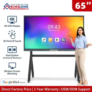 KINGONE All in One 65 Inch Touch Screen Interactive Smart Board for Education Electronic Whiteboard for Teaching & Writing