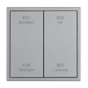 KNX Push Button 2 Gang 4 Channel Control Wall Panel Smart Switch for Lighting Scene Curtain Dimming Building Automation
