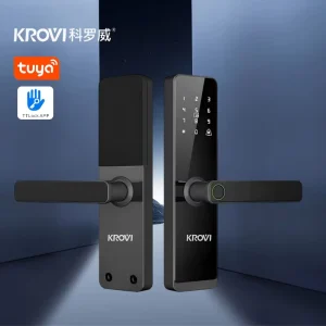 KROVI F03 All Aluminum Alloy Tempered Glass Smart Locks Grade C Security Cost Effective Semi Automatic Wood Door Multiple