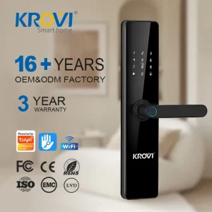 KROVI G08 Smart Digital Door Lock Fingerprint & Password Unlock WiFi App Entry/Security Doors Aluminum Alloy App Smart Locks