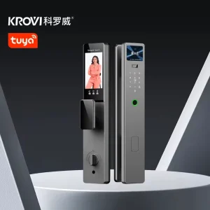 KROVI PR11 Tuya Wifi Inteligente Biometric Digital Fingerprint Face Palm Vein Smart Door Lock with Smart Lock for Wood Door