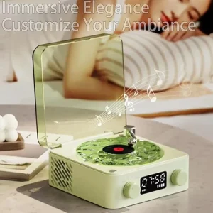 KW03 Adjustable Ambient Lighting Retro Record Player Time Display Music Mode OEM Guangdong Made Christmas Gift