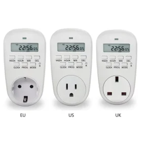 Kampa US Plug Smart Power Socket Digital Timer Switch Energy Saving Adjustable Programmable Setting of Clock On Off Time