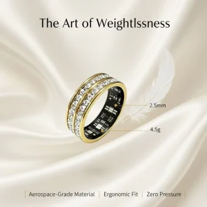 Karry Diamond Smart Ring Titanium Alloy Fitness & Heart Rate Tracker Waterproof (IP68) App Controlled Android iOS BT 5.1 3g
