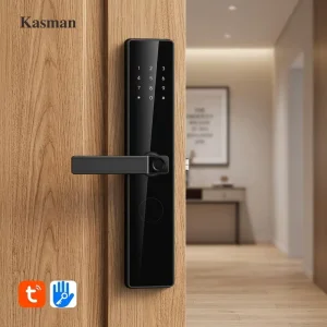 Kasman SOURCE PRICE Wood Door Smart Locks Matter Certified Home Interior Biometric Smart Door Lock for Bungalow Main Entrance