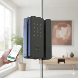 Keyless Entry Smart Lock for Glass Door App Wifi Remote Control Biometric Fingerprint Handle Lock for Commercial Shop