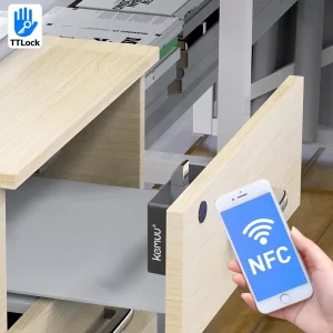 Keyless Smart NFC RFID Sensor Invisible Hidden Magnetic Cabinet & Drawer Lock with Cloud Storage for Wood Doors