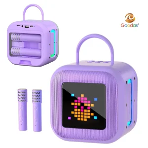 Kid Party Toy Electronic Gift Portable Karaoke Wireless Microphone Machine with Smart Pixelated Image LED Screen