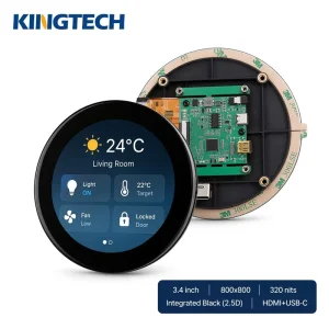 Kingtech 3.4 Inch Integrated Black 800*800 IPS 320nits Multi Point Capacitive Touch Display Raspberry Pi Smart Home LCD Monitor