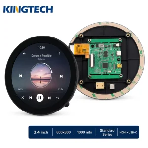 Kingtech 3.4inch 800*800 1000nits Multi Point Capacitive Touch Display Raspberry Smart Home IPS Round Open Frame Touch Screen