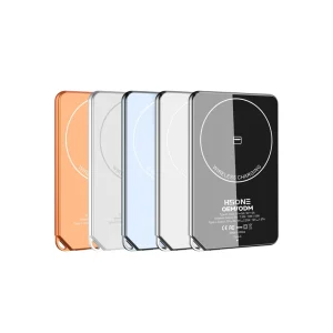 L148B Ring Magnetic Array Aluminum Alloy Power Bank 7.3mm Ultra Slim Lanyard Hole 15W Wireless PD Fast Charging 5000mAh LED