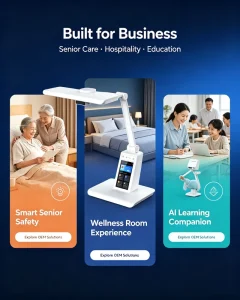 L35 AI Smart Desk Lamp with 60GHz mmWave Radar 4G LTE & SOS Contact free Health Monitor for Elderly Kids