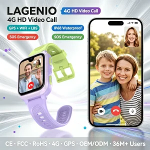 LAGENIO 4G AI Kids Smart Watch Video Call Android System 1.78Inch 1+8G GPS LBS WIFI IP68 SOS Answer Smart Watch for Children