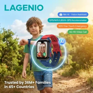 LAGENIO 4G LTE AI Kids Smart Watch Phone Compatible Android System GPS LBS WIFI Location HD Video Call SOS Smart Watch for Kids
