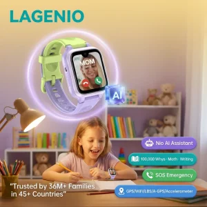 LAGENIO AI 4G Kids Smart Watch GPS LBS WIFI Tracker Video Call Waterproof IP68 SOS Camera SIM Card Square Children Smart Watch