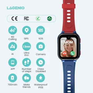 LAGENIO AI 4G Kids Smart Watch Sim Card WIFI GPS LBS Position 1.78″ Screen Video Call Android 8.1 1+8G FCC Smart Watch for Kids